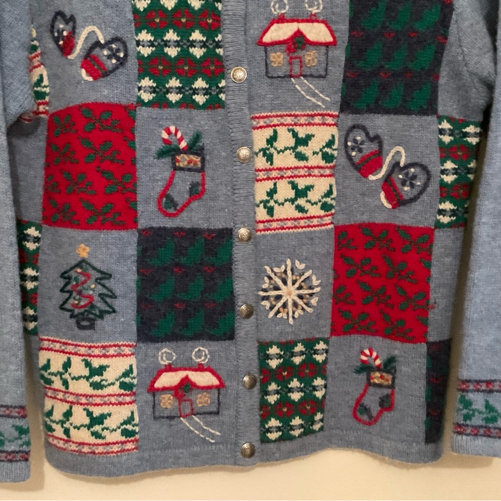 Talbots Med Wool Patchwork Embroidered Granny Squ… - image 3